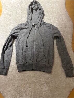 H&M Gray Zip-Up Hooded Bomber Jacket